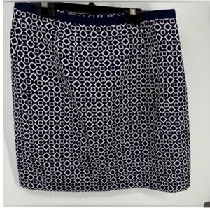 Talbots Skirt Sporty Preppy Pocket Zip Lined Skirt 4 Navy White Geometric 4